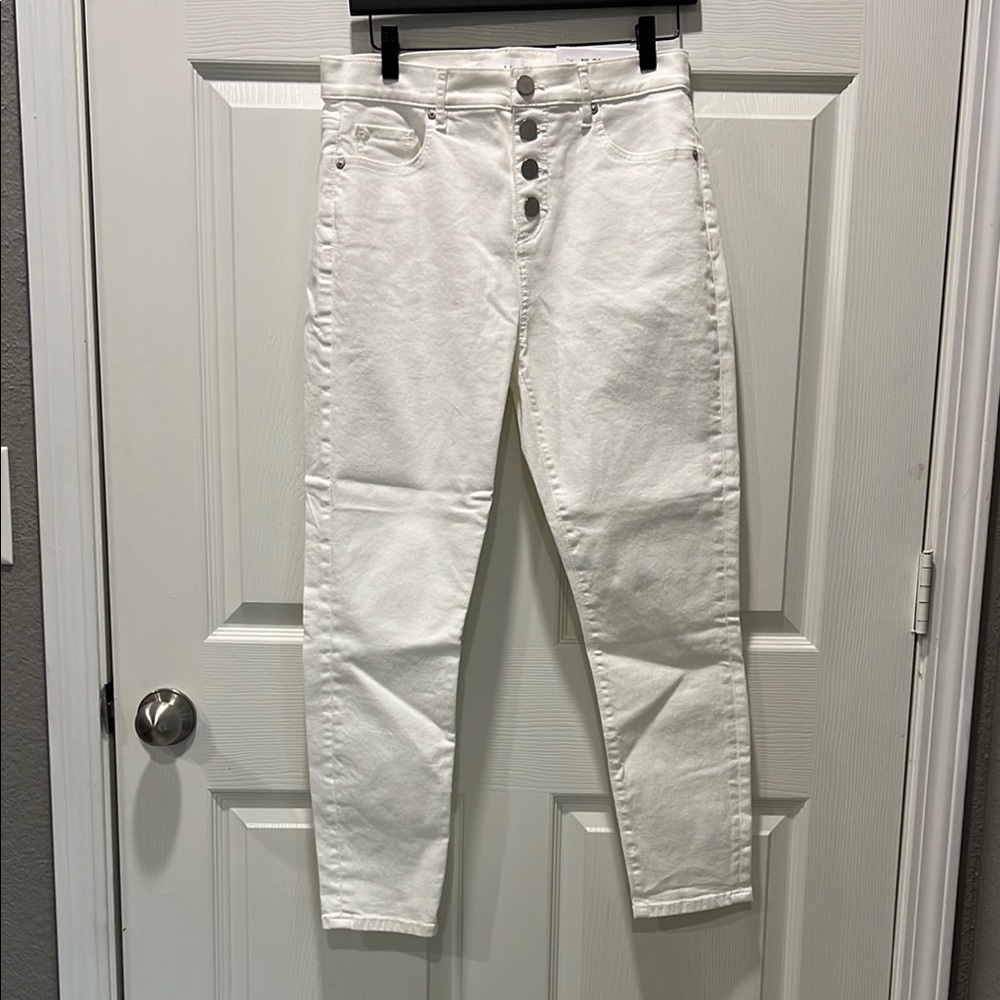 LOFT White High Waist Skinny Crop Jeans